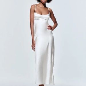 Zara satin effect dress white